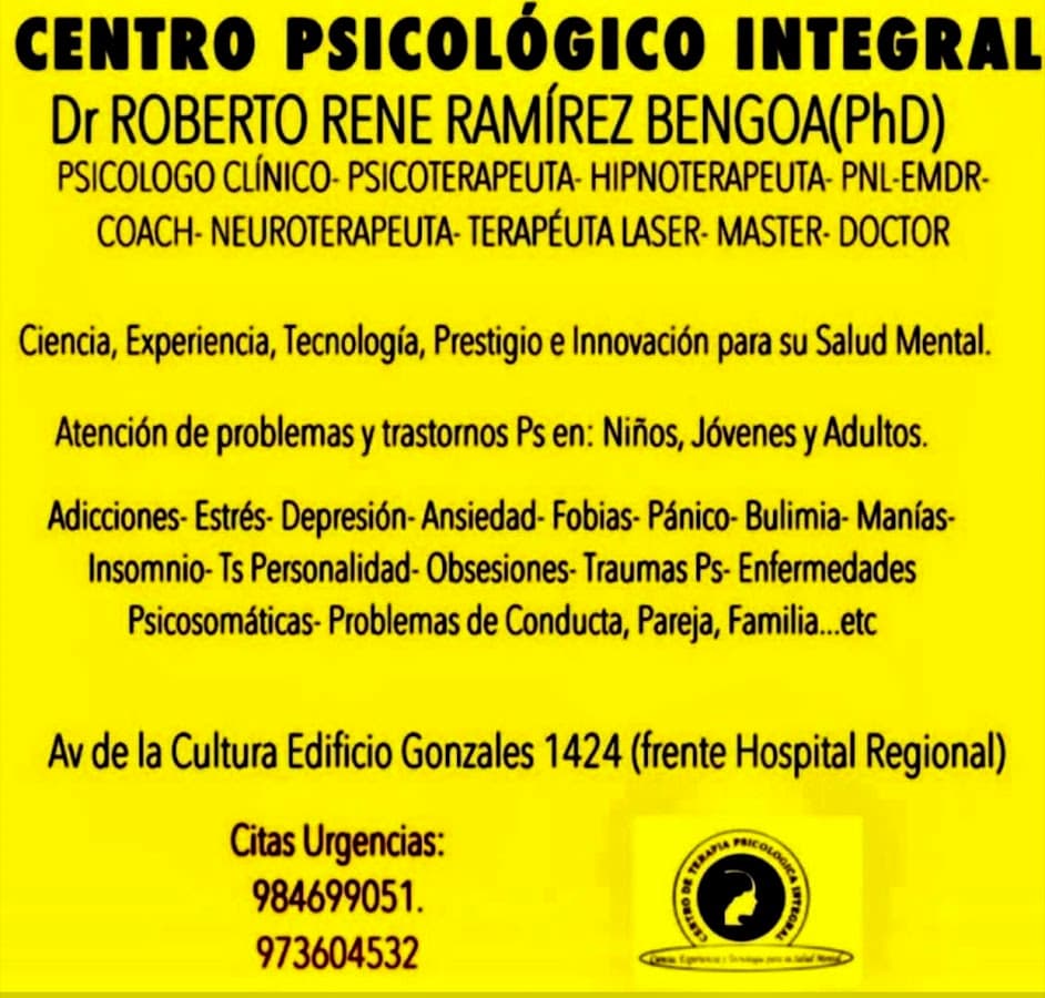 Dr ROBERTO RENÉ RAMÍREZ BENGOA(PhD) Centro Psicológico Integral